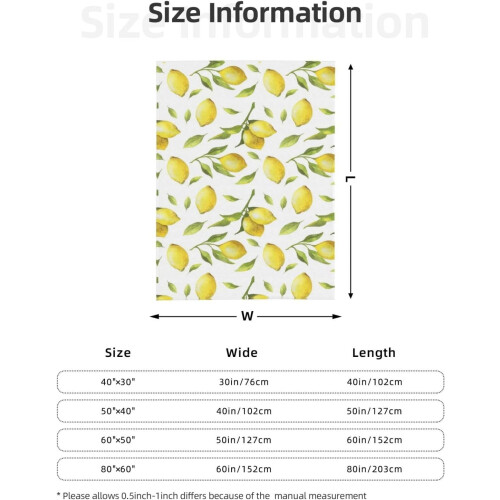 Lemon Throw Blanket Flannel Fleece 80x60 Inch 1
