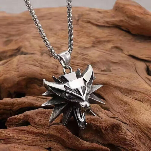 Colar com pingente de cabeça de lobo em estilo gótico rock de 60 cm (24 polegadas) 1