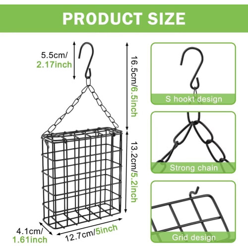 Outdoor Suet Cage Bird Feeder Single Cake Capacity 2PCS 1