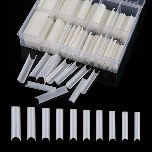 C Curve Nail Tips Clear Square Half Cover 240 Pcs 1