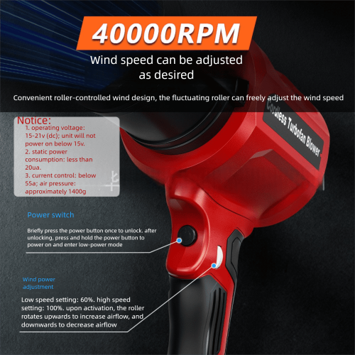 Φυσητήρας Turbo για Ryobi18V – 40000RPM, Ρυθμιζόμενος, 2