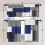 Navy Blue Geometric Kitchen Curtains Set 36 inch 4