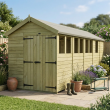 7 x 17 Apex Shed Tanalised (Double Door, With Windows)
