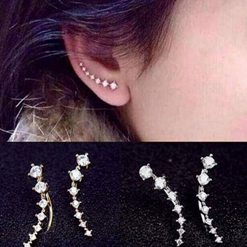 Brincos de gancho com strass e zircônia para mulheres. 2