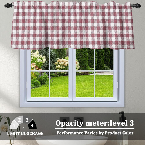 Cortinas de linho com estampa xadrez búfalo, 132 x 46 cm (52 x 18 polegadas). 2