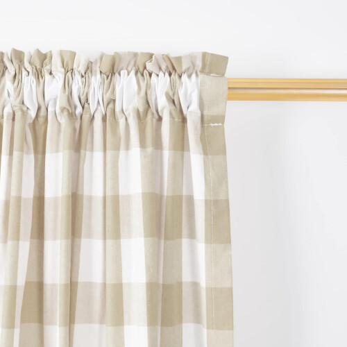 Buffalo Check Valances Beige White 54x18 Inch 2-Pack 1