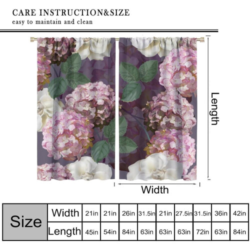 Spring Floral Curtains Pink Hydrangea White Begonia Rod 1