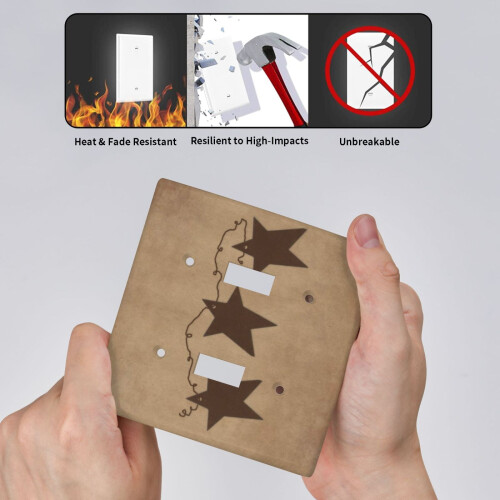 Double Toggle Wall Plate Light Switch Cover Rustic Star 2