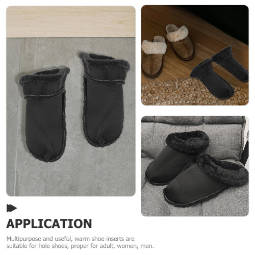 Women's Warm Shoe Liners Plush Inserts Black 1 Pair 2