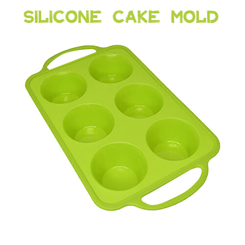 Moule à muffins géant en silicone, vert, 6 compartiments, 32,5 x 18,3 cm 1