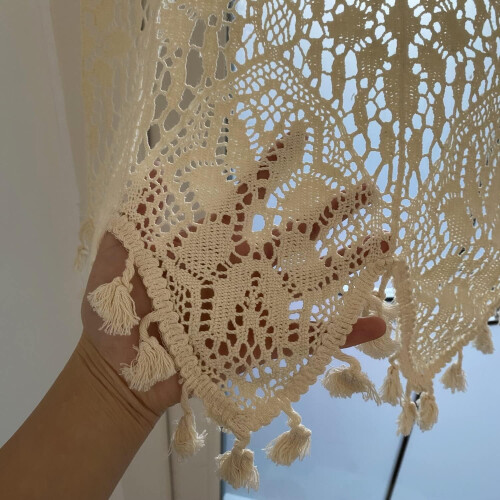 Crochet Curtain Valance Boho Farmhouse Style 1 Panel 1