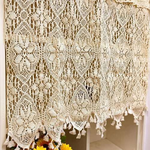 Crochet Curtain Valance Boho Farmhouse Style 1 Panel 2