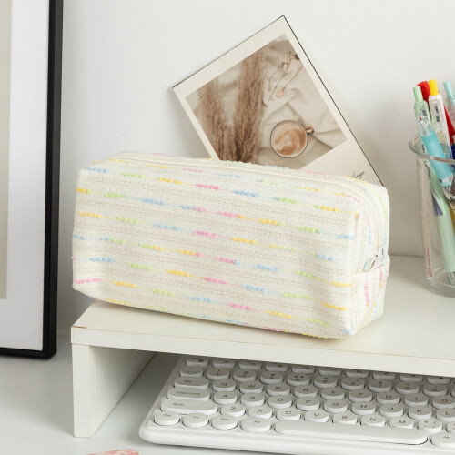 Corduroy etui vintage, effen wit 1