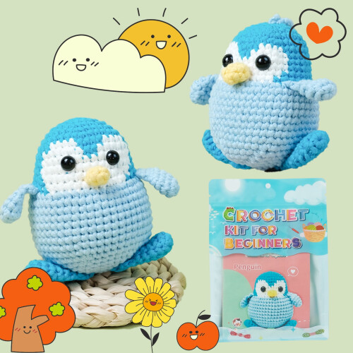 Crochet Kit Penguins Beginner DIY with Tools and 1