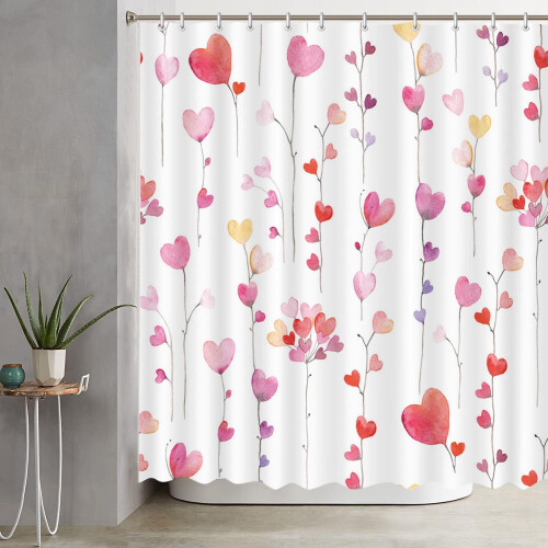 Dusjforheng Valentinsdagsdesign 72x72 tommer vanntett 1