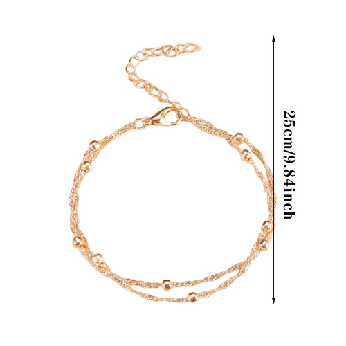 Copper Satellite Foot Chain with Wave Pattern and Double 2