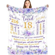 Purple Floral Throw Blanket for 18th Birthday 50x60 inches