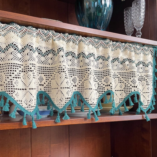 Handmade Crochet Curtain Tier Rustic Boho Farmhouse Style 2