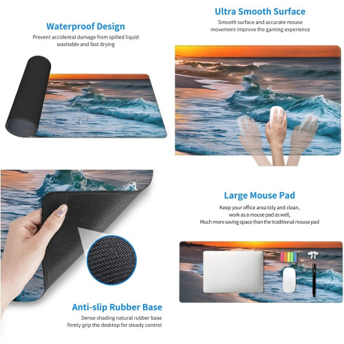 Αδιάβροχο αντιολισθητικό Mousepad για παιχνίδια με θέμα το ηλιοβασίλεμα 12x31,5 2