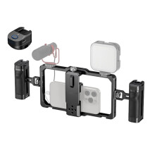 Universal Phone Cage Video Rig with Shutter Side Handle Grips for 17 15 Pro Max 15 Pro S24 Ultra