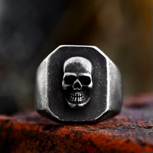 Phantom Skull Ring, roestvrijstalen herenzegelring - 11 2