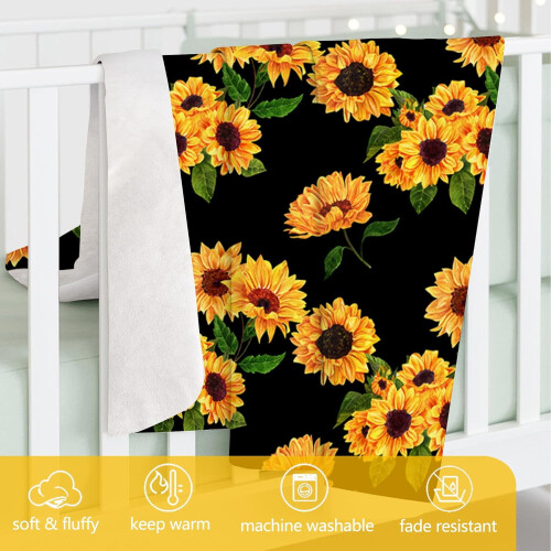 Sunflower Throw Blanket Black 50 x 60 inches 1
