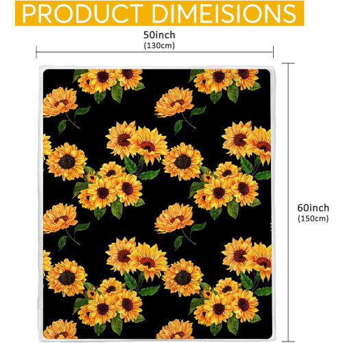 Sunflower Throw Blanket Black 50 x 60 inches 2