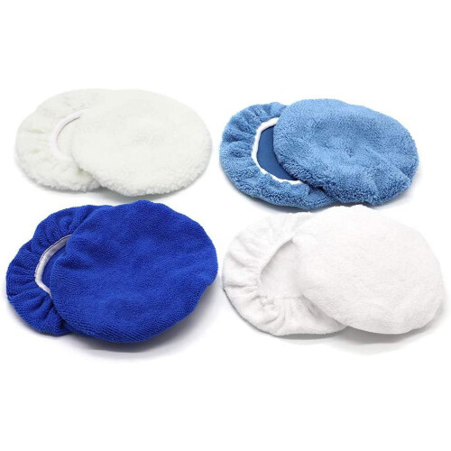 Microfiber Car Polishing Bonnet Pad Blue 8 Pcs 1