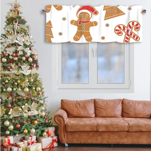 Christmas valance for windows gingerbread man 1 panel 54 x 1