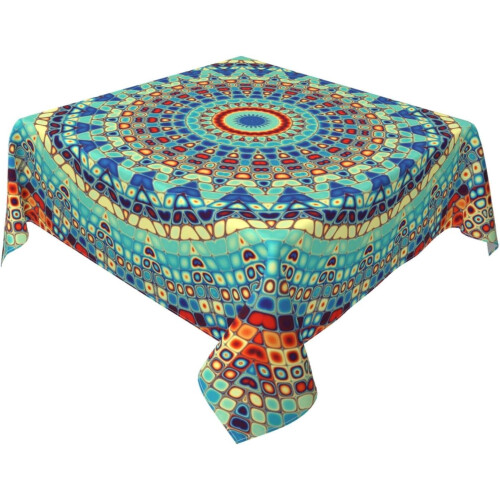 Mandala Tablecloth Vinyl Waterproof 54x54 Inch 1