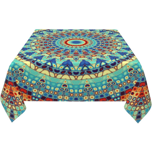 Mandala Tablecloth Vinyl Waterproof 54x54 Inch 2