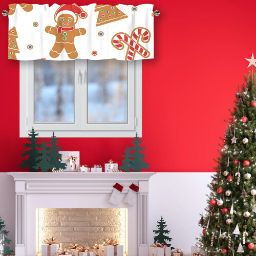Christmas valance for windows gingerbread man 1 panel 54 x 2