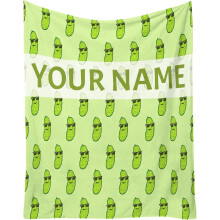 Custom Flannel Pickle Blanket for Girls Green Fuzzy Plush