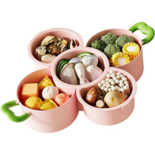 Bandeja de Cozinha Multifuncional para Vegetais com Compartimentos Divididos, Orifícios de Drenagem, Design Empilhável e Prato de Armazenamento A