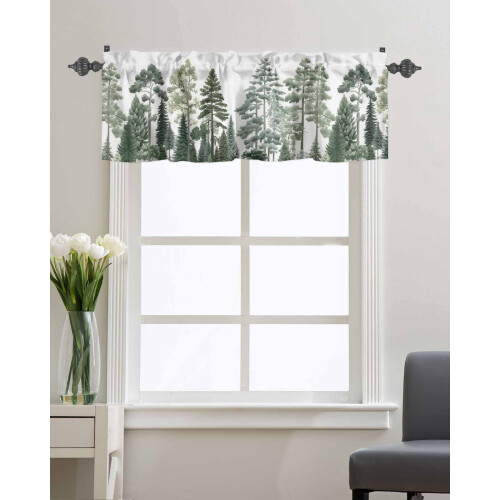 Dark Green Pine Maple Forest Window Valance 60x18 in 2