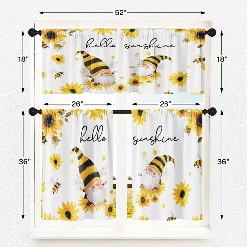 Sunflower Kitchen Curtains Valance and Tier Set 36 inch 2