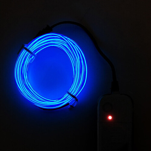 Blue Flexible EL Wire String with USB Controller 5m 2