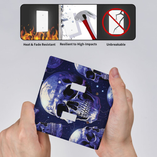2 Gang Double Toggle Wall Plate with Skull Design 2