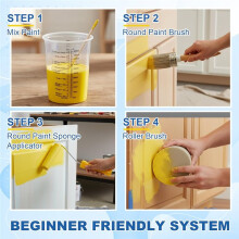 18 Pieces Paint Brush and Roller Set,Painting Supplies for Cabinet Furniture,with Sponge,Tray Liner,Cup and Mixing Stick