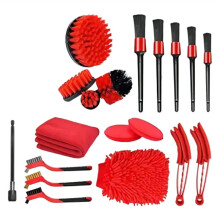Conjunto 19 Peças Escovas para Limpeza Pneus Carro e Rodas, Conjunto Cabeças Escova para Limpeza Saídas Ar Condicionado, Escova para Limpeza Pisos