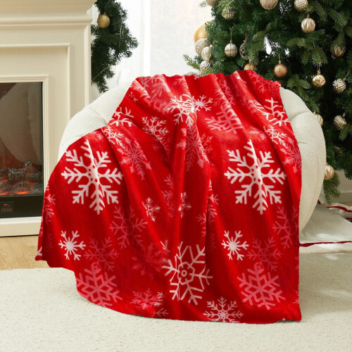 Red Christmas Throw Blanket Soft Plush 1-Pack 1