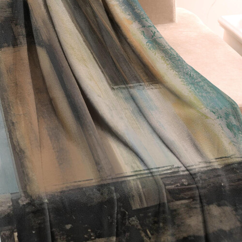 Abstract Flannel Throw Blanket Blue Grey 50x60in 2