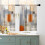 Kitchen Curtains Set Orange Grey Abstract 3-Piece 3