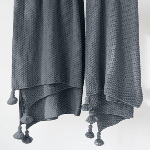 Knitted Sofa Blanket with Fringe 50x60in 2