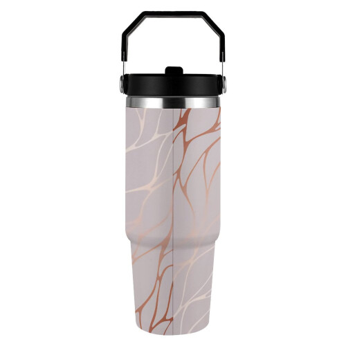 Ποτήρι από ανοξείδωτο ατσάλι Rose Gold Marble 30oz με λαβή 2