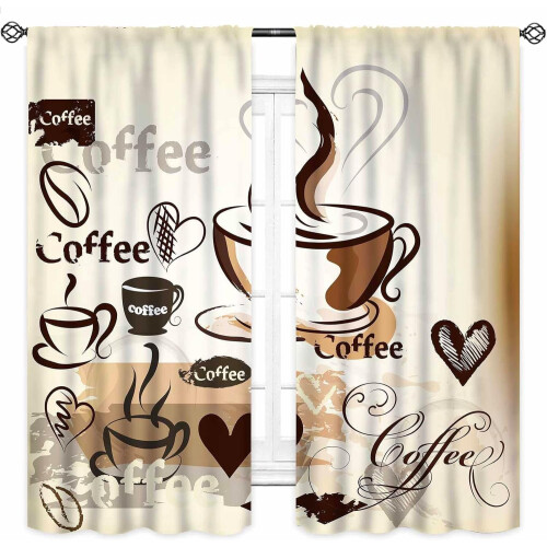 Coffee Curtains Vintage Brown Rustic Farmhouse 2 Piece Set 2