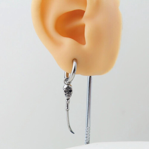 Σετ σκουλαρίκια κρίκοι Skull Stud Helix από ανοξείδωτο ατσάλι για άνδρες και γυναίκες 2