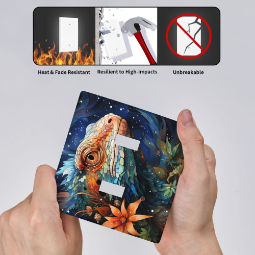 2-Gang Double Toggle Wall Plate - Lizard Starry Design 2