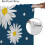 White Daisy Floral Curtains Abstract Blue White Print 84" W 6