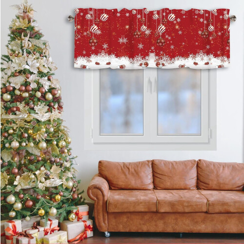 Christmas Snowflake Valance Red Sparkle 54x18 inch 1